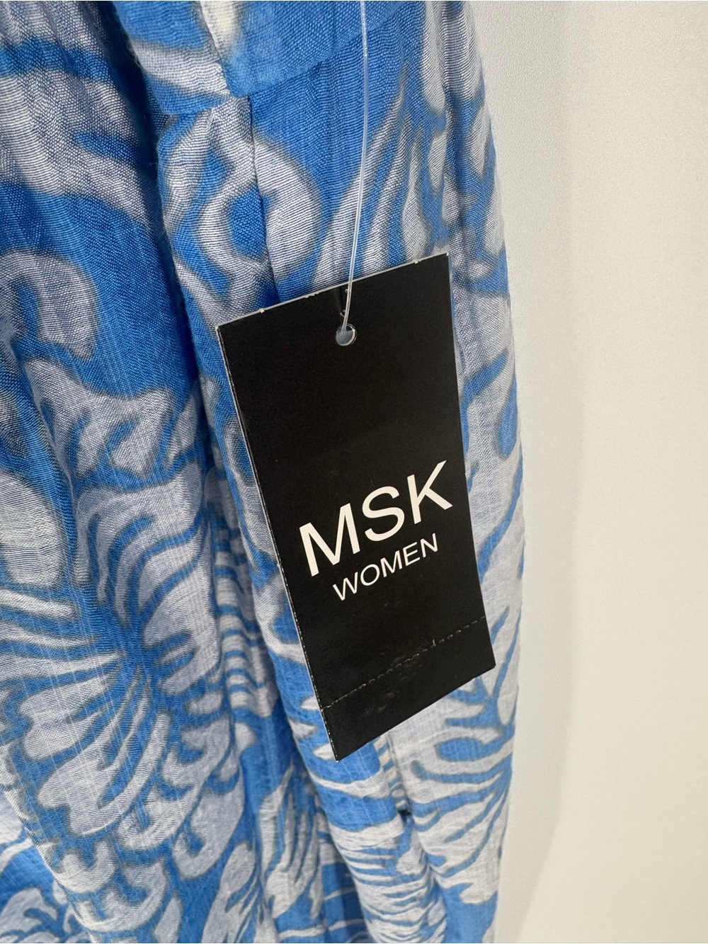 New MSK Blue and White Floral Tie-Front Puff Sleeve Dress size 1X - Picture 6 of 7